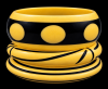 black and yellow geometric bangles